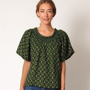 $240 Ace & Jig Marisol Top in Fern Size Small Blouse Green and Floral Print Cute